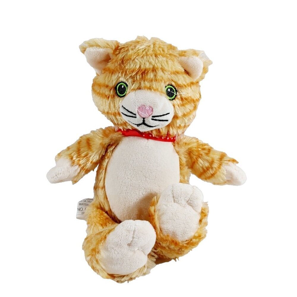 Kinder  Surprise 9" Plush Orange Calico Cat Red Collar Stuffed Kitten